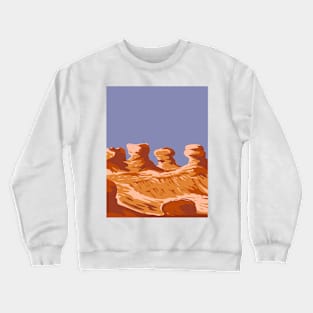 WPA poster monochrome art of Goblin Valley State Park hoodoos formations of mushroom-shaped rock pinnacles in  Goblin Valley Rd, Green River Utah USA done in works project administration style. Crewneck Sweatshirt